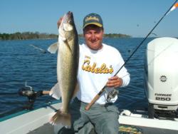 Cabela's pro Kevin McQuoid shows off a nice Devils Lake walleye.
