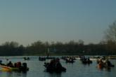 Boaters head toward the open waters of Old Hickory Lake.