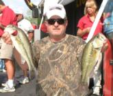 Co-angler Stephen Francis of Brookeland, Texas, is in second place with a two-day of 15 pounds, 15 ounces.