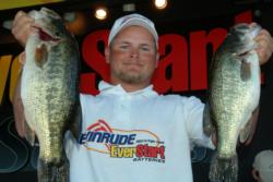 Kyle Clement of Anderson, Calif., landed a total catch of 16 pounds, 1 ounce to grab the overall co-angler lead heading into tomorrow's EverStart finals on Clear Lake.