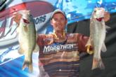 Snickers pro Pat Fisher of Danielsville, Ga., is in eighth place after day one with 15 pounds, 15 ounces.