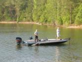 Pro Lee Skipper of Lancaster, S.C. and co-angler Shirley Richardson of Harrison, Ohio throw topwaters on day two.