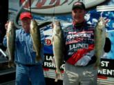 Mark Courts and Dewey Watson had a successful day three on Devils Lake. The team caught five walleyes that weighed 22 pounds, 8 ounces, putting Courts in second place.