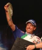 Dean Rojas takes a good look at his fish and likes what he sees - his 8-1 stringer was plenty enough to knock over bracket-mate Danny Correia.