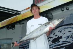 Young Captain Dan Gourley leads Team Capt. Dan into the top 10 of the FLW Kingfish Tour Championship with this 27-pound, 7-ounce Kingfish.