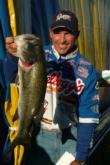 No. 12 pro Clark Wendlandt holds up his biggest bass of the day.