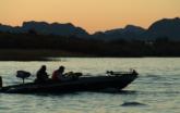 Pro Randy McAbee and co-angler Jim Wickham motor out onto Lke Havasu for the final takeoff.