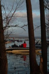 Anglers materialize through the trees at takeoff.