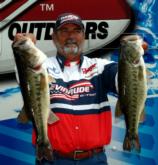 Pro Bob Weaver of Lawton, Okla., is in second place after day one on Sam Rayburn with five bass weighing 22 pounds, 8 ounces.