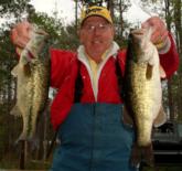 Co-angler Bill Rogers of Jasper, Texas, is in second with nine bass, 24 pounds, 10 ounces.