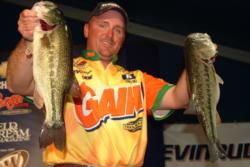 Pro Koby Kreiger finished day-one of the Wal-Mart Open in second place with a healthy 15-pound, 13-ounce catch.