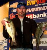 Derek Moyer of Alexandria, Va., leads the Co-angler Division with an opening-round total of 10 bass weighing 18-9.