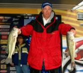Pro Don McFarlin continued to catch hefty bass on Lake Texoma. His limit Friday put him in fifth place heading into the final day.