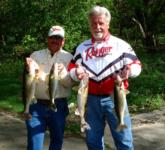 John Renschen and Stephen Gaston caught five Mississippi River walleyes that weighed 16 pounds, 12 ounces.