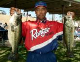 Roy Desmangles Jr. of Lincoln, Calif., leads the Co-angler Division with a two-day total of 10 bass weighing 34 pounds, 13 ounces.