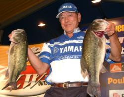 Gary Yamamoto caught 20 pounds even on day one to sit in the third spot on Kentucky Lake.