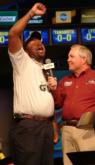 Tyrone Phillips reacts to being named the Kentucky Lake co-angler champion.