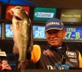 Third place went to Gary Yamamoto of Mineola, Texas, for a final-round total weight of 30 pounds even. He caught 14-14 Saturday, including this 7-4 kicker largemouth.