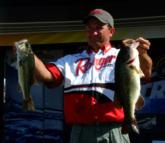 Jeremy Guidry caught five bass Friday that weighed 14 pounds even, putting him in third place on the pro side with one day left.