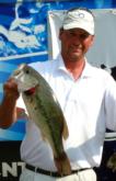 Fourth-place pro Gary Clouse holds up his biggest bass from day one on Old Hickory Lake.