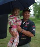 Pro Paul Meleen is all smiles after seeing his daughter.