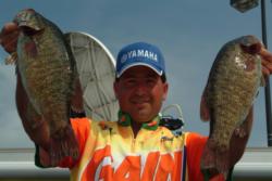 Vic Vatalaro of Kent, Ohio, used a catch of 18 pounds, 13 ounces in today's competition to gain a share of second place.