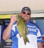 Doug Blank is in first place for the Wisconsin team with a 6-ounce lead.  Here he is with a 3-11 fish.