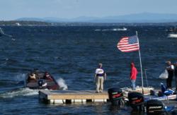 A big south wind roiled up Lake Champlain Wednesday afternoon to make the running tough.