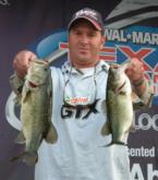 In third place on the co-angler side is Matt Rigby with a two-day total catch of 14-9 - 10 pounds, 15 ounces of which he caught just today.