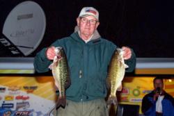 Charles Keller of Redding, Calif., leads the Co-angler Division with five bass weighing 13-2.