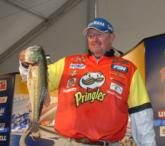 Pringles pro Chip Harrison snitched a jig from fellow pro Koby Kreiger this morning to catch this 5-pound bass.