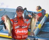 Floridian Glenn Browne adapted to Lake Travis with a drop-shot to start the tournament with 9 pounds, 6 ounces. Browne also happens to be the same Glenn Browne driving the Ranger boat in the photo behind him.