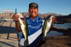 Tom Matsunaga of Gardena, Calif., placed fourth for the pros with a limit weighing 11 pounds, 11 ounces.