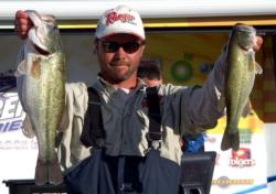 Pro John Mikkelsen of Temecula, Calif., popped the heaviest sack of fish Friday - a limit weighing 13 pounds, 7 ounces that included a 4-12 kicker largemouth - and moved into third place with a three-day total of 23-12.