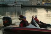 No. 3 co-angler Rob Boyer waves to the camera as he and pro partner Ryan Ingram take off on day four.