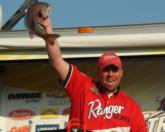 Runner-up co-angler Butch Zadlo shows his enthusiasm over his 16-pound, 7-ounce day-four catch.