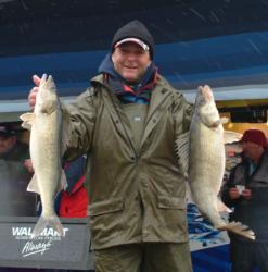 Pro Kevin Goligowski braved the elements and managed a limit weighing 21-5, good enough for third place after day one.