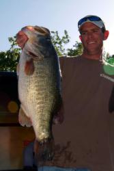 Co-angler Zachary Holwerda and his 13-pound, 1-ounce bass, the fourth-heaviest in FLW Outdoors history.