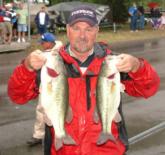 Leading the Co-angler Division on day one is Stephen Smith with five bass that weighed 16 pounds, 13 ounces.