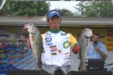 Bp pro Shin Fukae of Mineola, Texas, was pleasantly surprised by his catch of 18 pounds, 15 ounces today to start the event in fourth place.