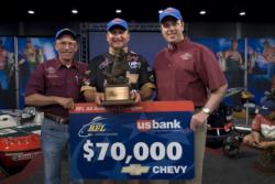 Kevin Wells of South Shore, Ky., is congratulated on his BFL All-American win by TBF personnel.