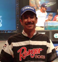 Dino Caporuscio is second among the co-anglers with a five-bass limit weighing 9 pounds, 11 ounces.