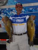 Danny Correia of Marlborough, Mass., caught 20 pounds, 6 ounces of smallmouths to start the event in third place. 