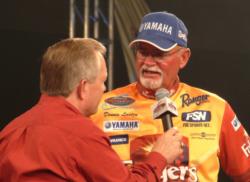 Folgers pro Dennis Lantzy is third with one day of competition on Lake Erie remaining. 