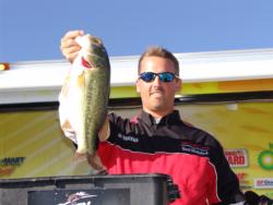 Co-angler Bart Blakelock enters the final round in third place. He also took Big Bass honors on day three with a 4-14.