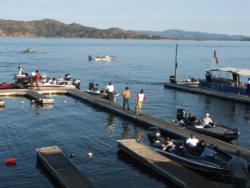 FLW Series Western Division anglers bring their catches to the scale Wednesday afternoon.