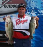 Pro Mike Folkestad is fourth with a two-day total of 10 bass weighing 42 pounds.