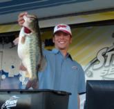 Co-angler Zac Cassill of Fairfax, Iowa, is fifth after catching 25 pounds, 4 ounces on day one. 