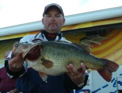 Chris McCall caught an 11-pound, 2-ounce bass Thursday, the biggest fish of his tournament career.