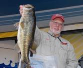 Co-angler Joseph Ellis of Cincinnati, Ohio, is in second place in the Co-angler Division with three bass for 12 pounds, 9 ounces, thanks to a 7-pound, 15-ounce Seminole lunker he landed on a Rat-L-Trap.